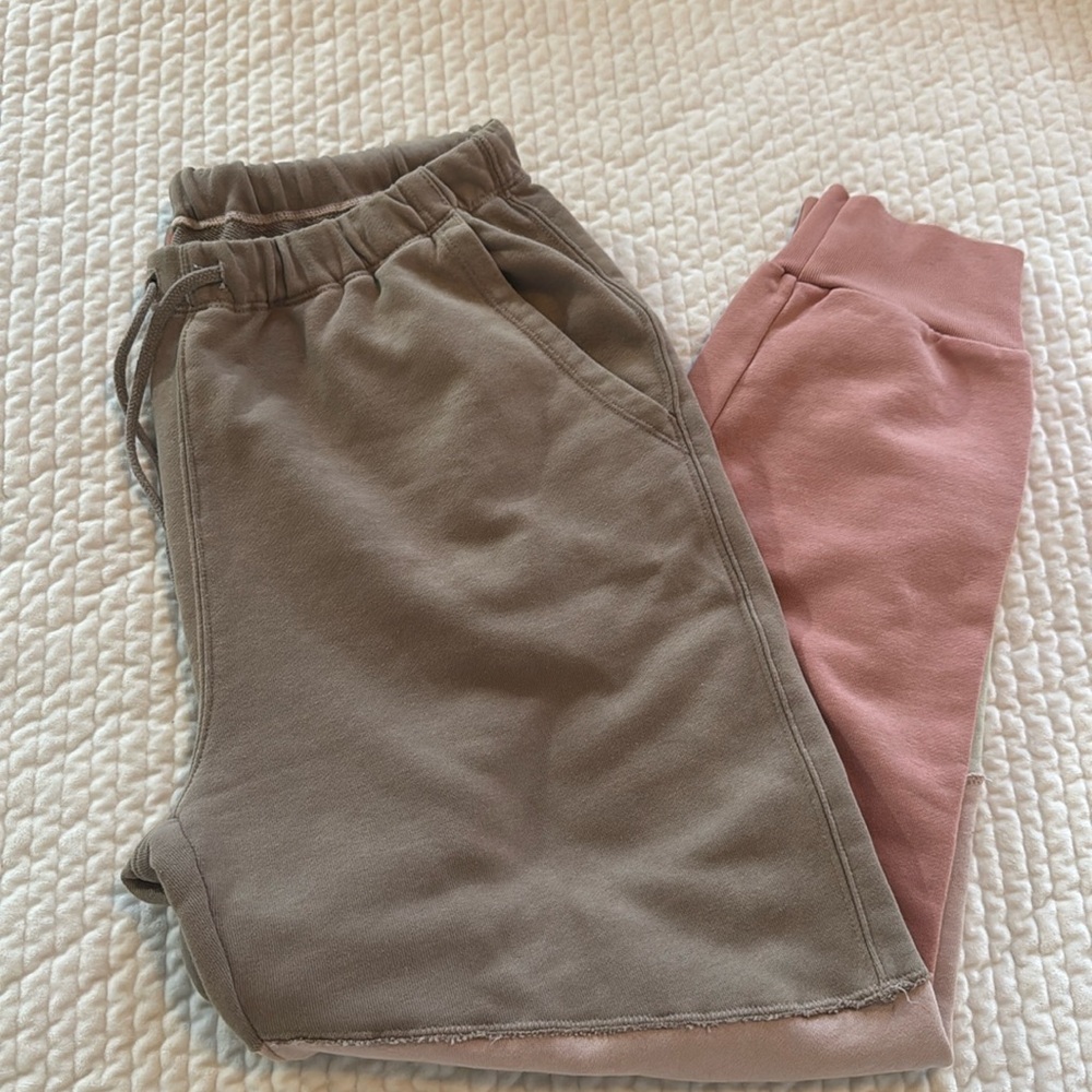FP Movement by Free People joggers in pink, beige, and brown